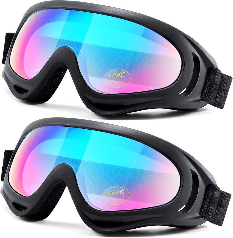 LOEO Motorcycle Goggles 2 Pack - ATV Dustproof Dirt Bike Goggles for Ski Racing Riding, Off Road Waterproof Motocross - Image 1